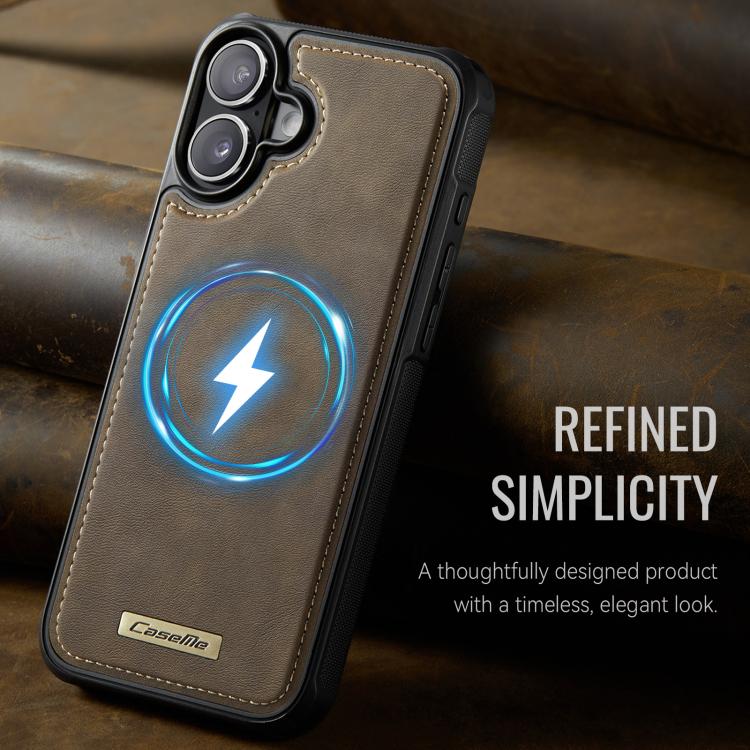 For iPhone 16 CaseMe C69 Series Magnetic Vegan Leather Back Phone Case