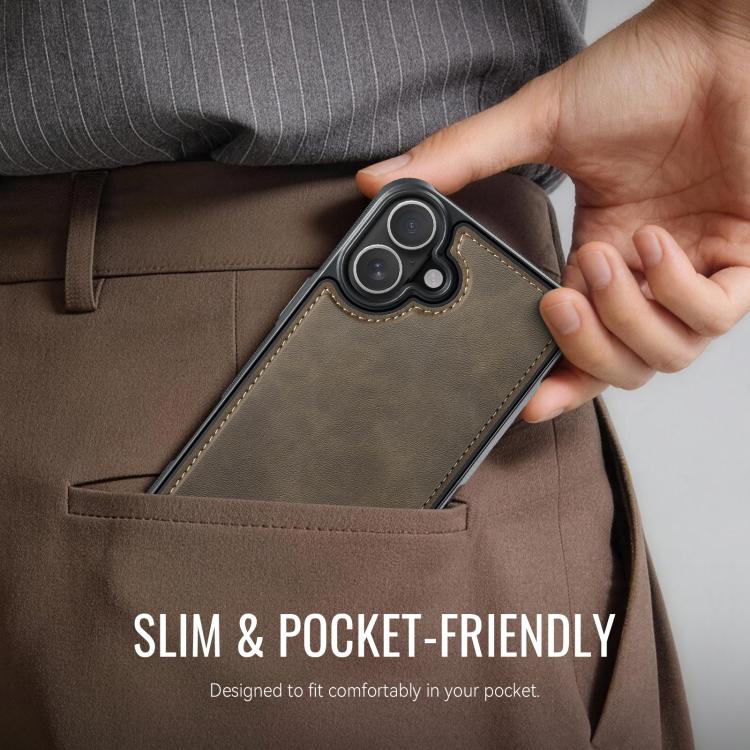 For iPhone 16 CaseMe C69 Series Magnetic Vegan Leather Back Phone Case