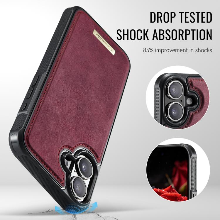 For iPhone 16 CaseMe C69 Series Magnetic Vegan Leather Back Phone Case