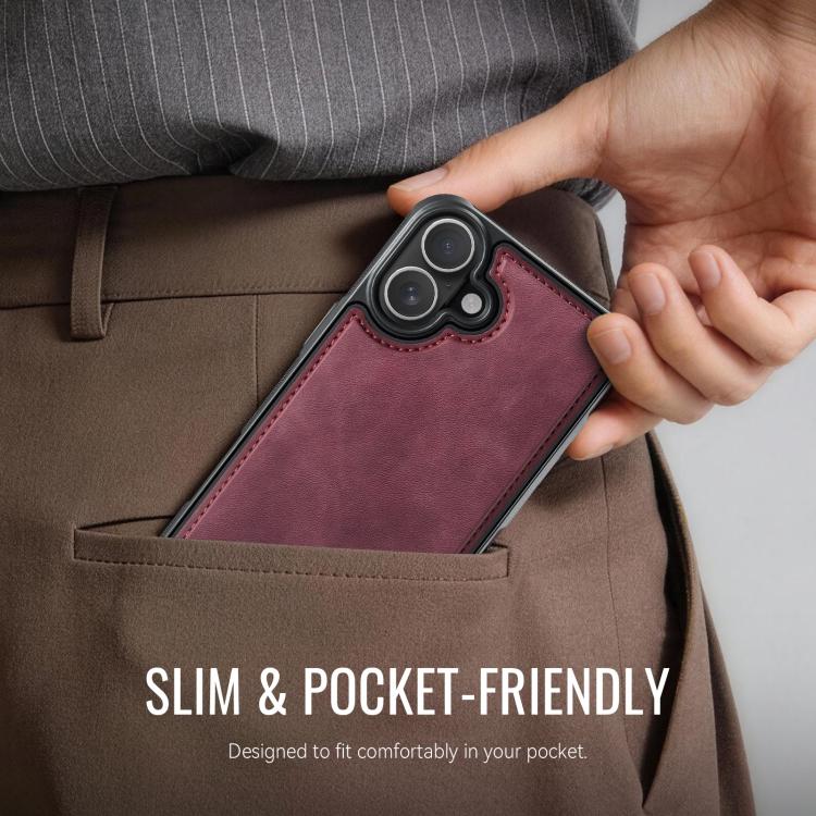 For iPhone 16 CaseMe C69 Series Magnetic Vegan Leather Back Phone Case