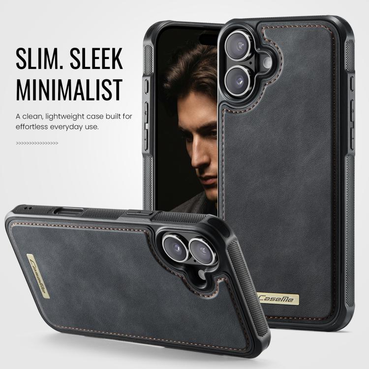 For iPhone 16 Plus CaseMe C69 Series Magnetic Vegan Leather Back Phone Case