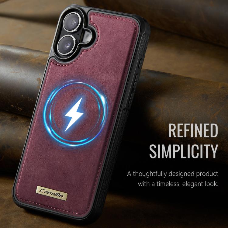 For iPhone 16 Plus CaseMe C69 Series Magnetic Vegan Leather Back Phone Case