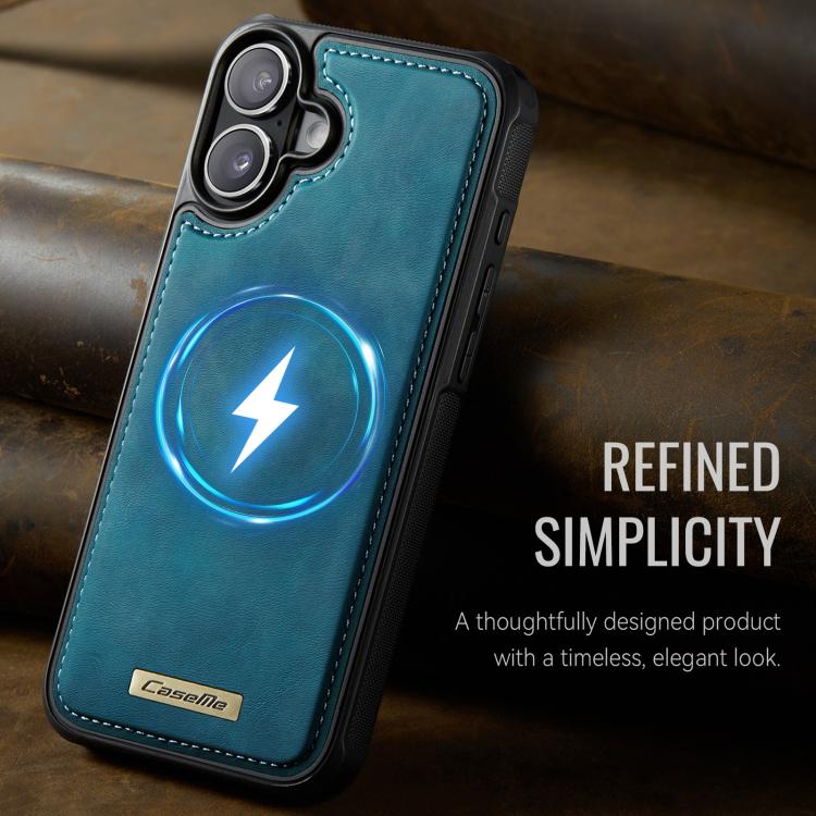 For iPhone 16 Plus CaseMe C69 Series Magnetic Vegan Leather Back Phone Case
