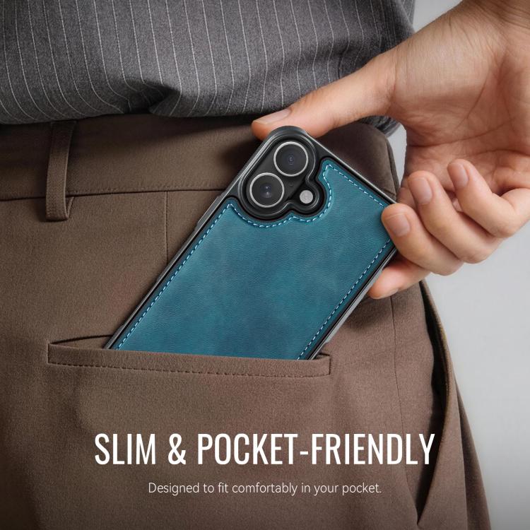 For iPhone 16 Plus CaseMe C69 Series Magnetic Vegan Leather Back Phone Case