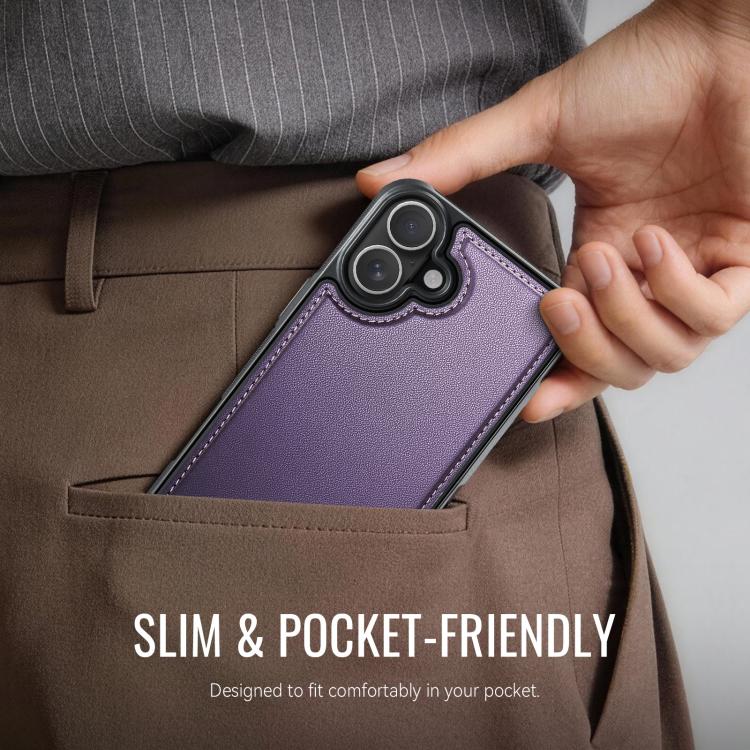 For iPhone 16 Plus CaseMe C69 Series Magnetic Vegan Leather Back Phone Case