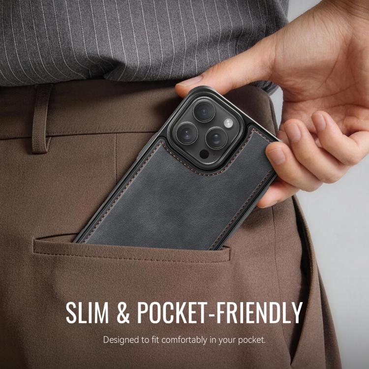 For iPhone 16 Pro CaseMe C69 Series Magnetic Vegan Leather Back Phone Case