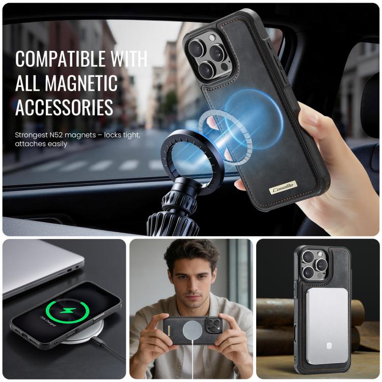 For iPhone 16 Pro CaseMe C69 Series Magnetic Vegan Leather Back Phone Case