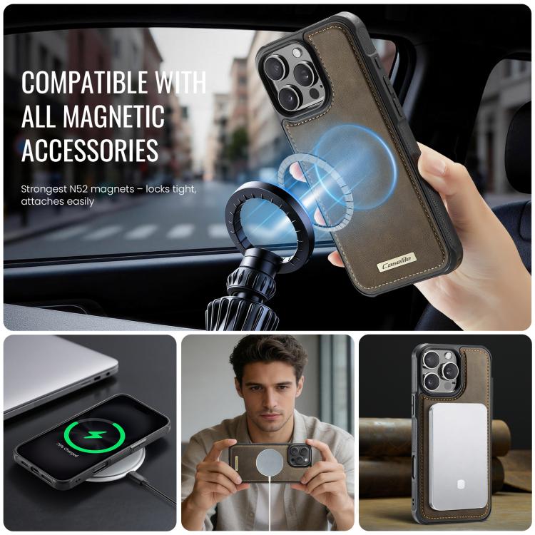 For iPhone 16 Pro CaseMe C69 Series Magnetic Vegan Leather Back Phone Case