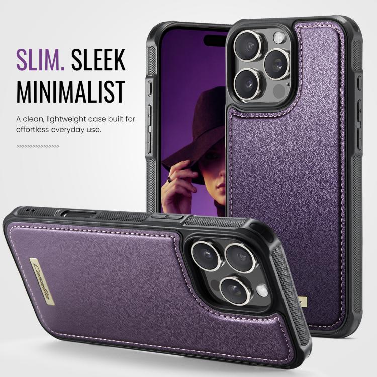 For iPhone 16 Pro CaseMe C69 Series Magnetic Vegan Leather Back Phone Case