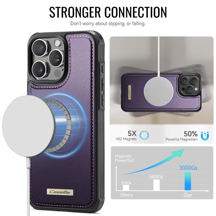 For iPhone 16 Pro CaseMe C69 Series Magnetic Vegan Leather Back Phone Case