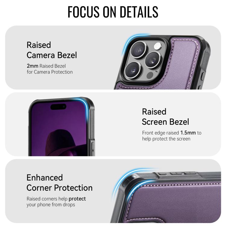 For iPhone 16 Pro Max CaseMe C69 Series Magnetic Vegan Leather Back Phone Case