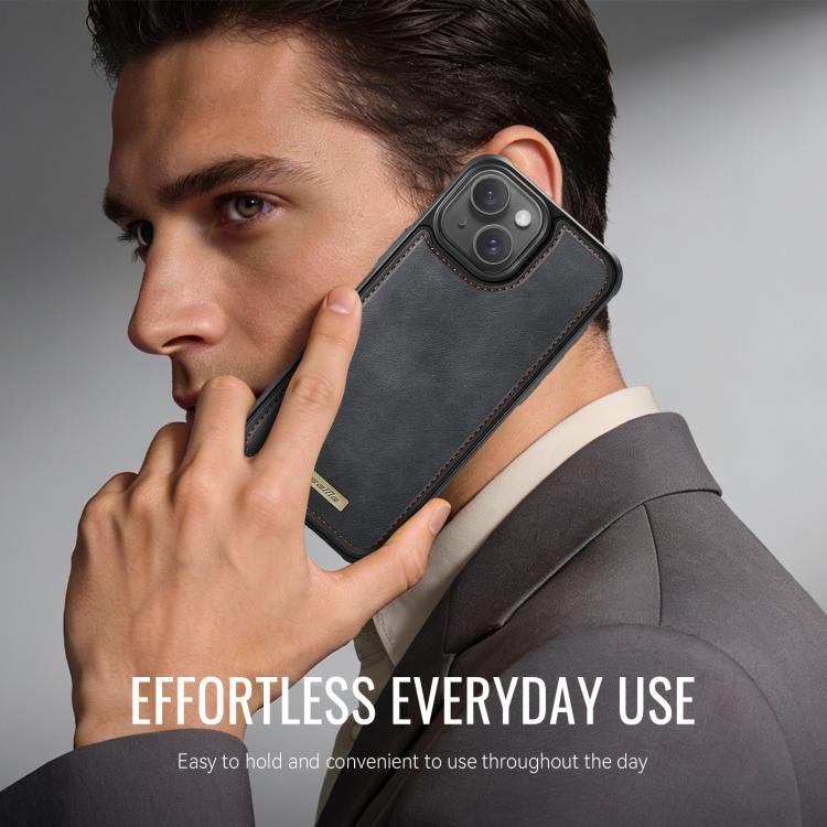 For iPhone 15 CaseMe C69 Series Magnetic Vegan Leather Back Phone Case