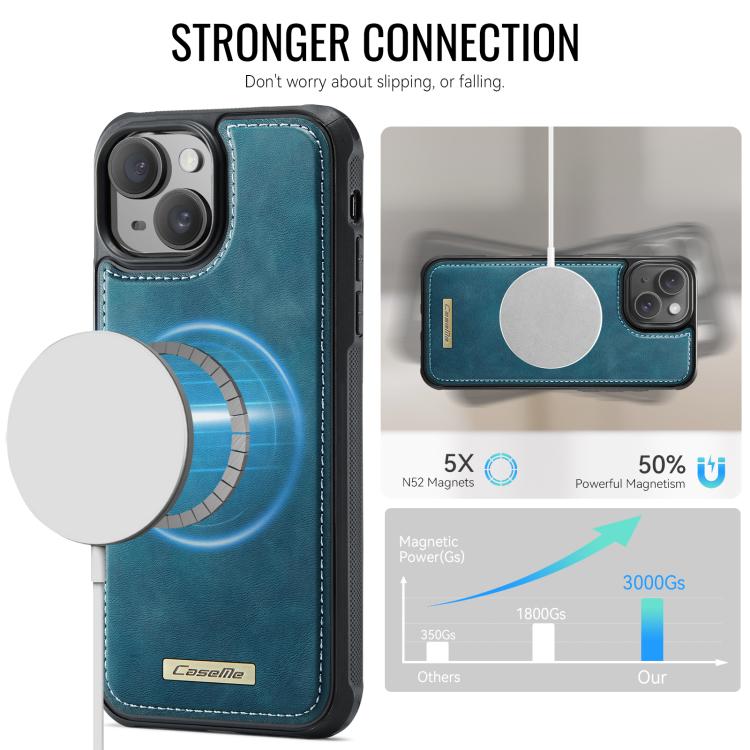For iPhone 15 CaseMe C69 Series Magnetic Vegan Leather Back Phone Case