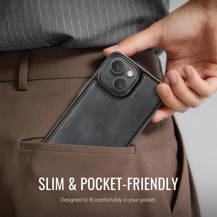 For iPhone 15 Plus / 14 Plus CaseMe C69 Series Magnetic Vegan Leather Back Phone Case