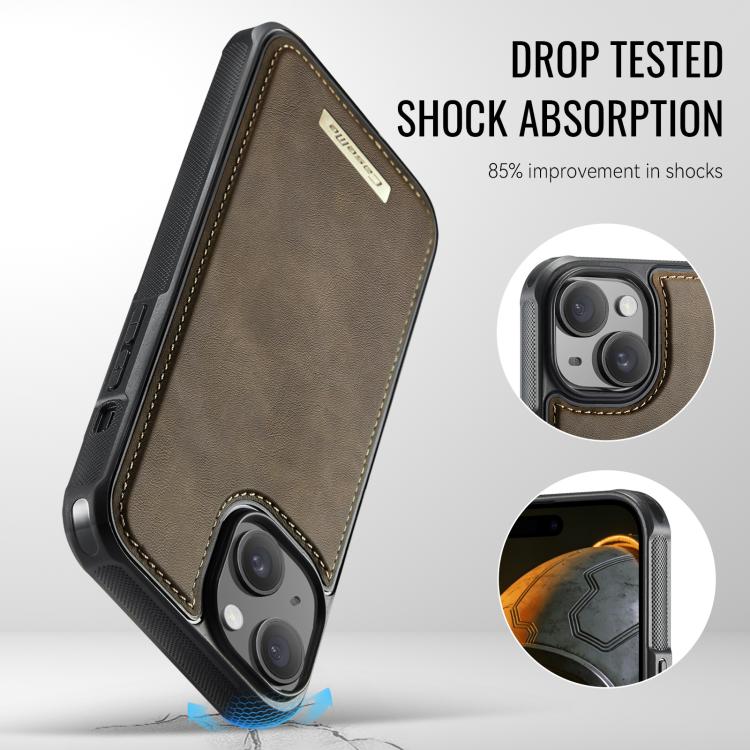 For iPhone 15 Plus / 14 Plus CaseMe C69 Series Magnetic Vegan Leather Back Phone Case