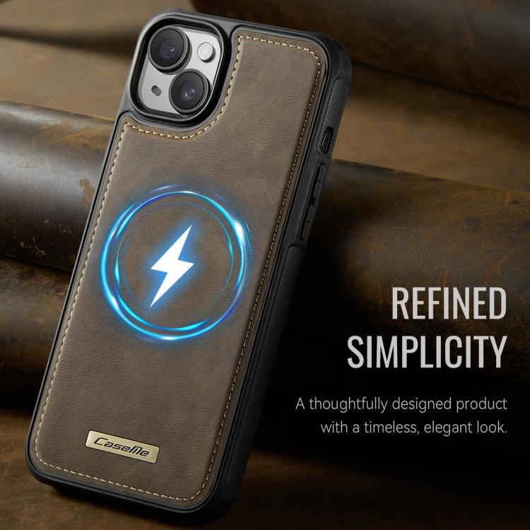 For iPhone 15 Plus / 14 Plus CaseMe C69 Series Magnetic Vegan Leather Back Phone Case