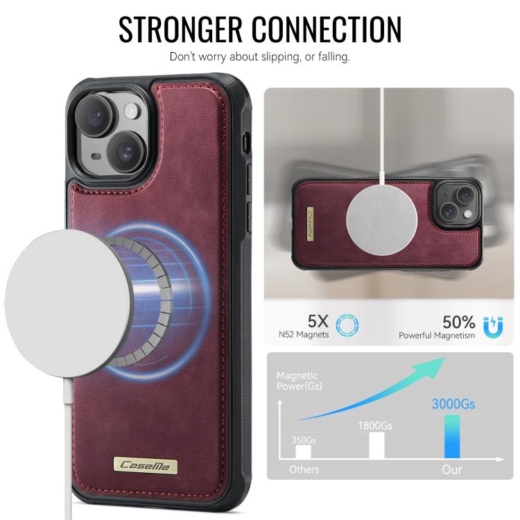 For iPhone 15 Plus / 14 Plus CaseMe C69 Series Magnetic Vegan Leather Back Phone Case