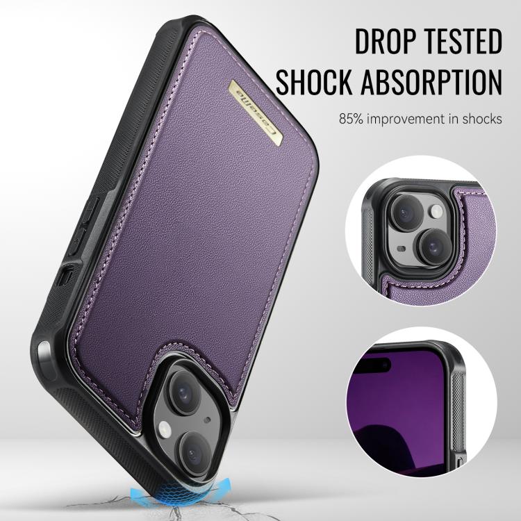 For iPhone 15 Plus / 14 Plus CaseMe C69 Series Magnetic Vegan Leather Back Phone Case