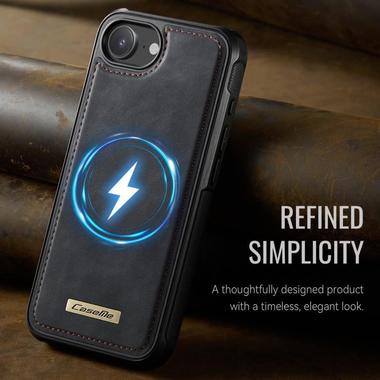 For iPhone 17e /16e CaseMe C69 Series Magnetic Vegan Leather Back Phone Case