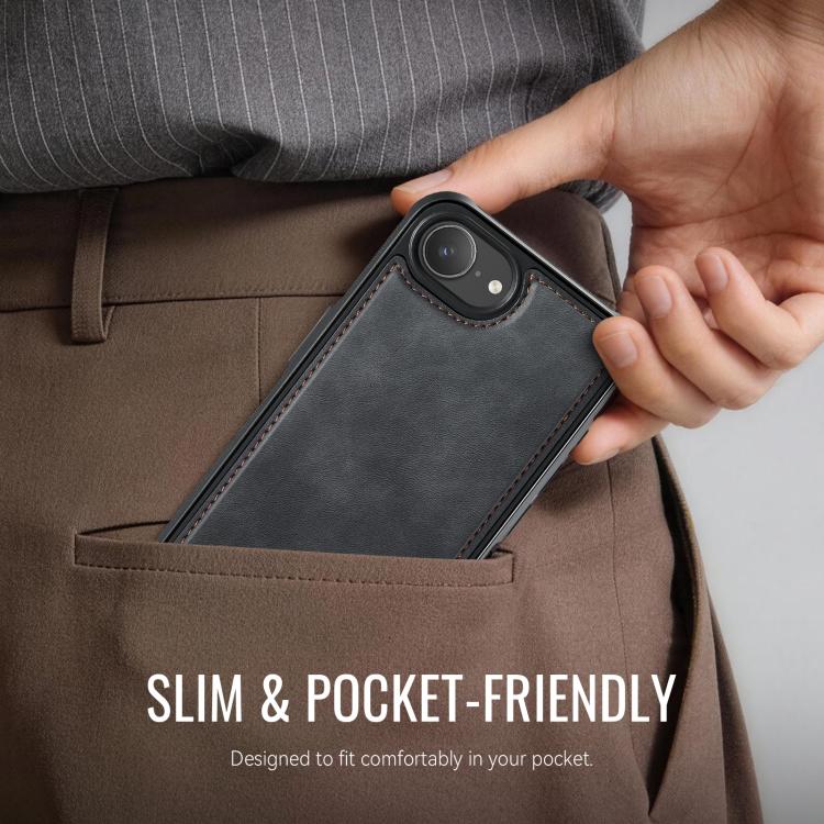 For iPhone 17e /16e CaseMe C69 Series Magnetic Vegan Leather Back Phone Case