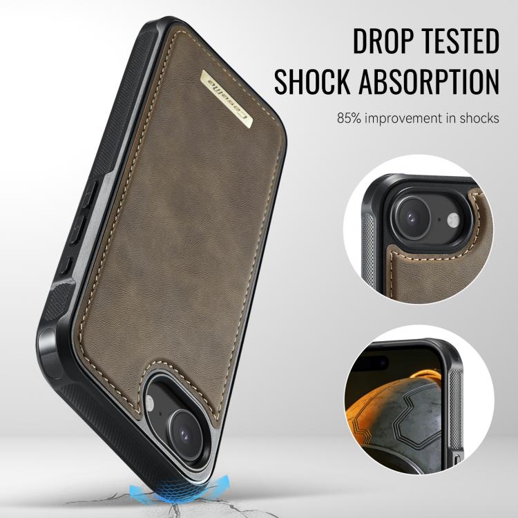 For iPhone 17e /16e CaseMe C69 Series Magnetic Vegan Leather Back Phone Case