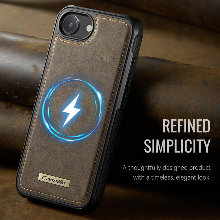 For iPhone 17e /16e CaseMe C69 Series Magnetic Vegan Leather Back Phone Case