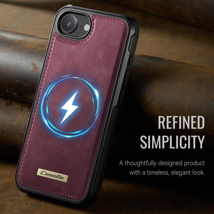 For iPhone 17e /16e CaseMe C69 Series Magnetic Vegan Leather Back Phone Case