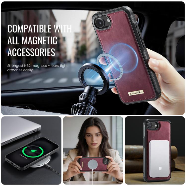 For iPhone 17e /16e CaseMe C69 Series Magnetic Vegan Leather Back Phone Case