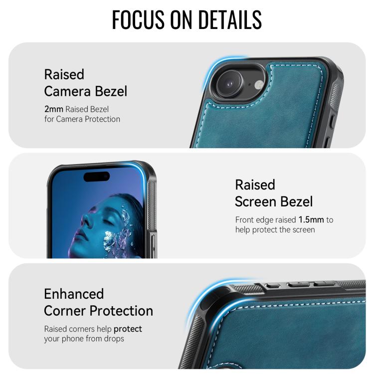 For iPhone 17e /16e CaseMe C69 Series Magnetic Vegan Leather Back Phone Case