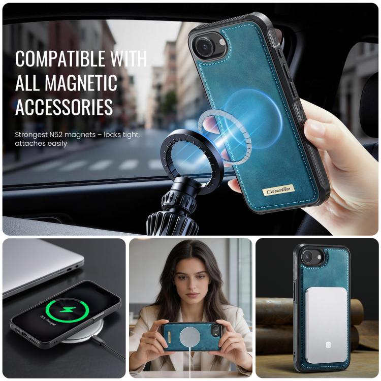 For iPhone 17e /16e CaseMe C69 Series Magnetic Vegan Leather Back Phone Case
