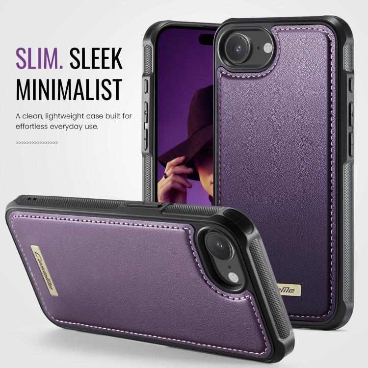 For iPhone 17e /16e CaseMe C69 Series Magnetic Vegan Leather Back Phone Case