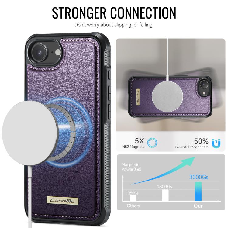 For iPhone 17e /16e CaseMe C69 Series Magnetic Vegan Leather Back Phone Case