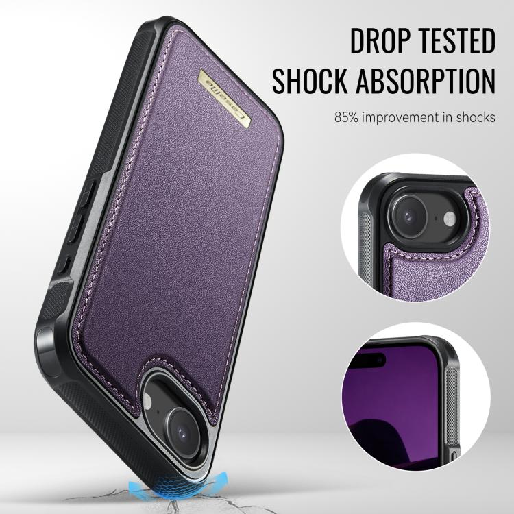 For iPhone 17e /16e CaseMe C69 Series Magnetic Vegan Leather Back Phone Case