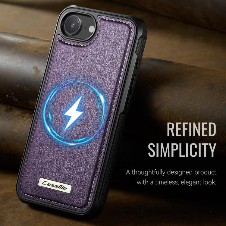 For iPhone 17e /16e CaseMe C69 Series Magnetic Vegan Leather Back Phone Case