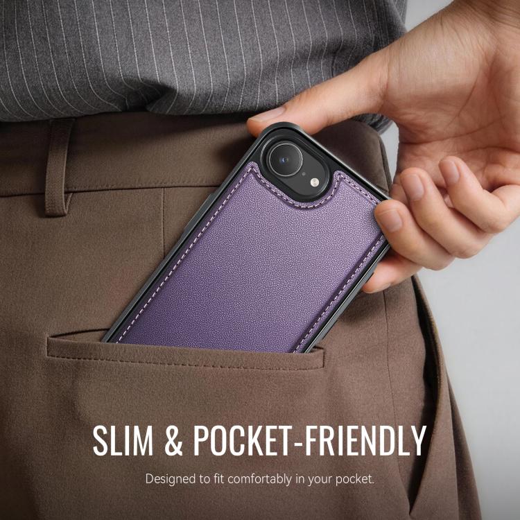 For iPhone 17e /16e CaseMe C69 Series Magnetic Vegan Leather Back Phone Case