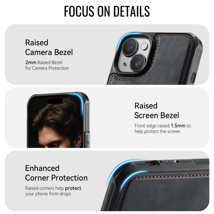 For iPhone 13 CaseMe C69 Series Magnetic Vegan Leather Back Phone Case