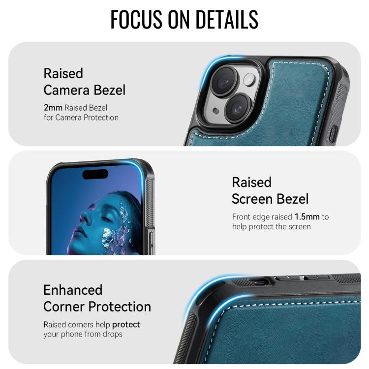 For iPhone 13 CaseMe C69 Series Magnetic Vegan Leather Back Phone Case
