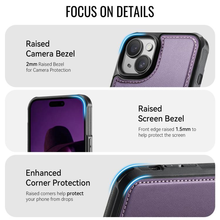 For iPhone 13 CaseMe C69 Series Magnetic Vegan Leather Back Phone Case