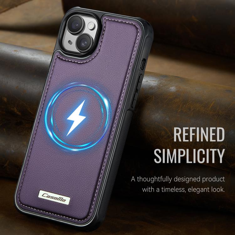 For iPhone 13 CaseMe C69 Series Magnetic Vegan Leather Back Phone Case