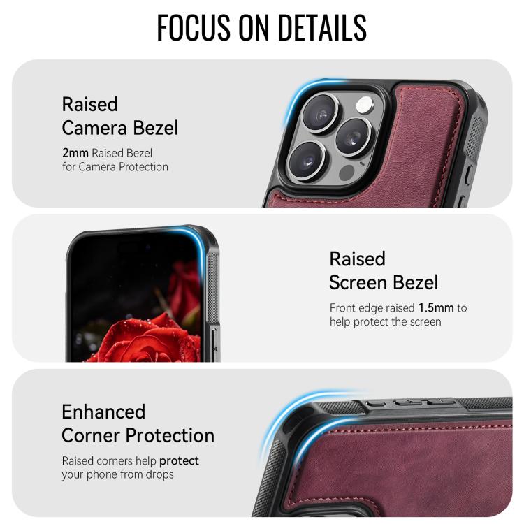 For iPhone 15 Pro CaseMe C69 Series Magnetic Vegan Leather Back Phone Case