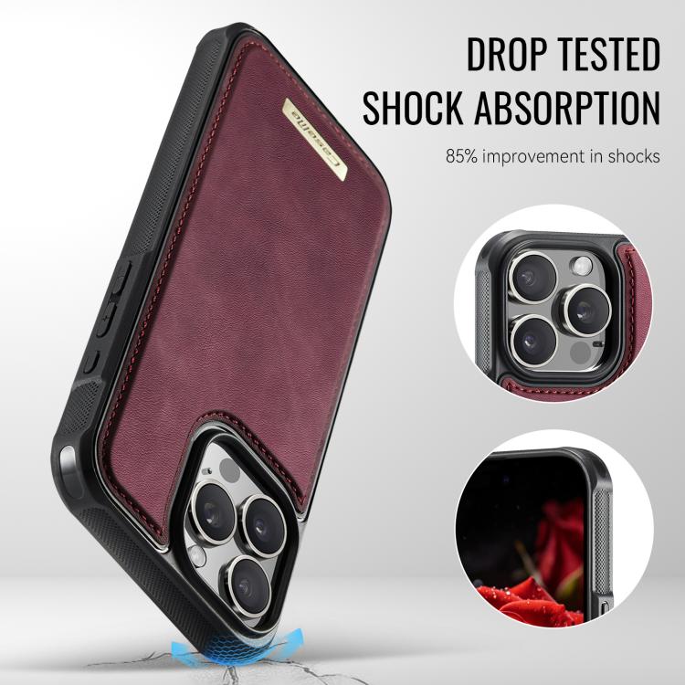 For iPhone 15 Pro CaseMe C69 Series Magnetic Vegan Leather Back Phone Case