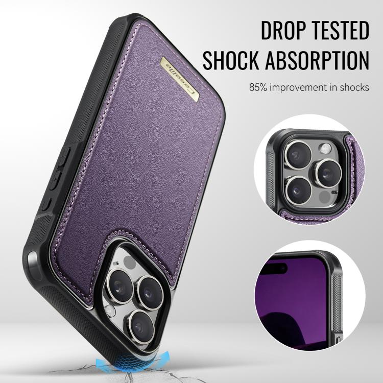For iPhone 15 Pro CaseMe C69 Series Magnetic Vegan Leather Back Phone Case