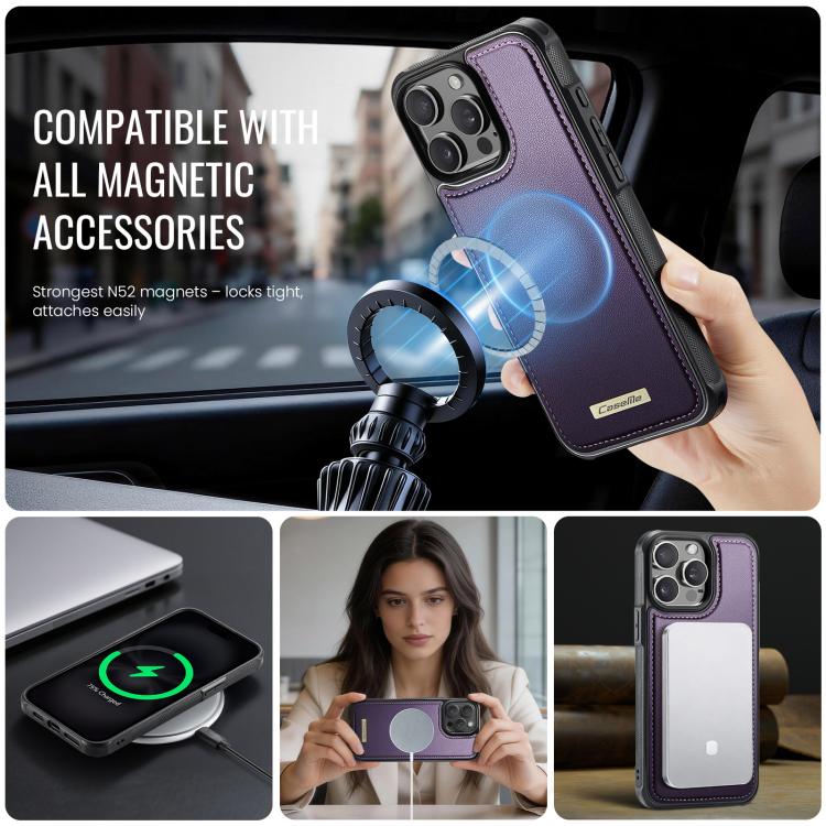 For iPhone 15 Pro CaseMe C69 Series Magnetic Vegan Leather Back Phone Case