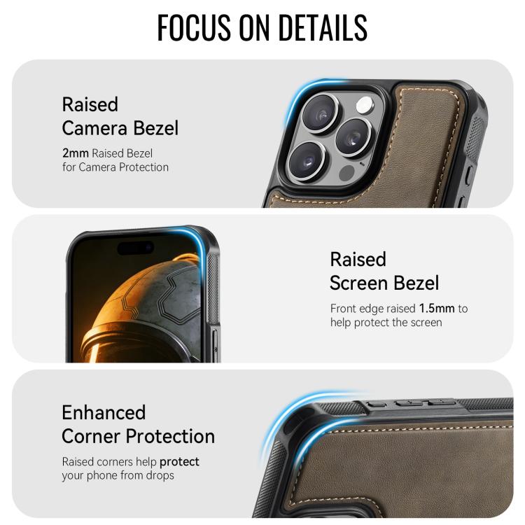 For iPhone 15 Pro Max CaseMe C69 Series Magnetic Vegan Leather Back Phone Case