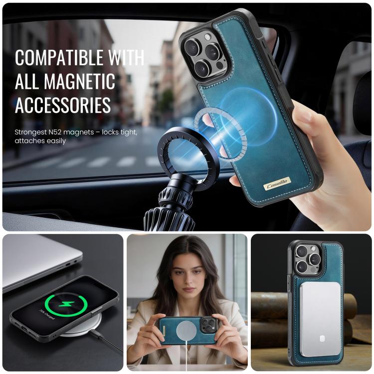 For iPhone 15 Pro Max CaseMe C69 Series Magnetic Vegan Leather Back Phone Case