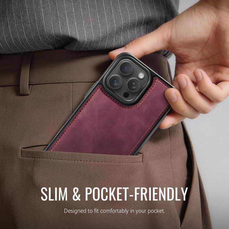 For iPhone 14 Pro Max CaseMe C69 Series Magnetic Vegan Leather Back Phone Case
