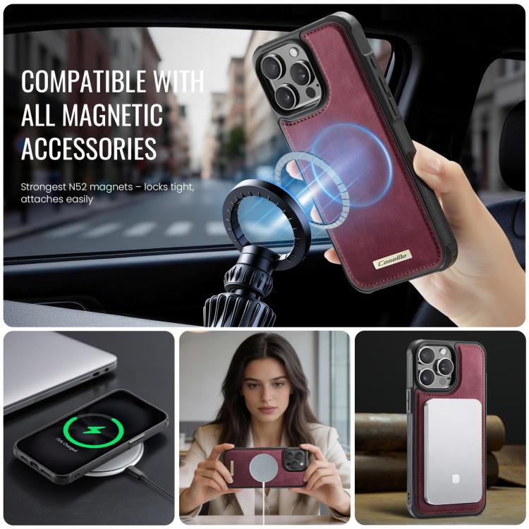 For iPhone 13 Pro Max CaseMe C69 Series Magnetic Vegan Leather Back Phone Case