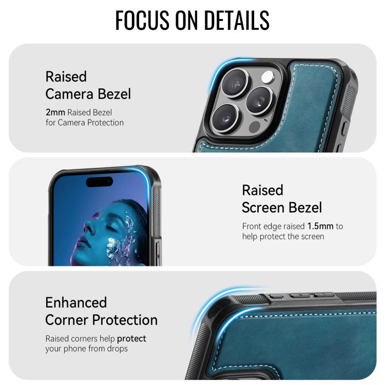 For iPhone 14 Pro CaseMe C69 Series Magnetic Vegan Leather Back Phone Case