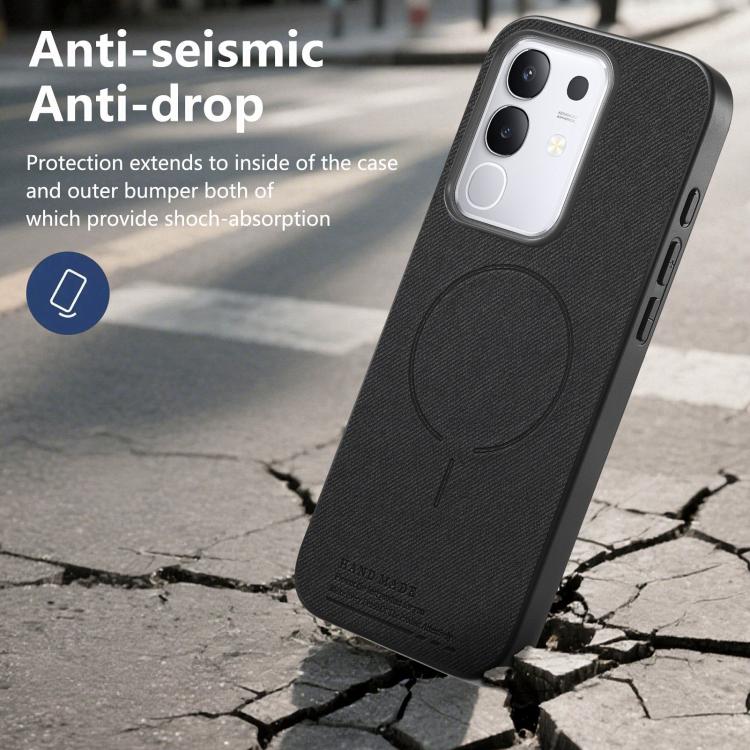 For vivo Y29 4G Fabric Magnetic PU Back Cover Phone Case