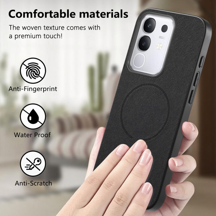 For vivo Y29 4G Fabric Magnetic PU Back Cover Phone Case